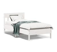 Cadre de Lit et Tête de Lit, Lit Simple avec Sommier à Lattes, Lit Adulte, Meuble de Chambre, Moderne, Blanc 100x200 cm Bois de Pin Massif