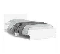 Vidaxl Cadre De Lit Et Tête De Lit Blanc 100x200 Cm Bois D'ingénierie Multicolore
