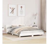 VidaXL Cadre et Tête de Lit Blanc 140x190 cm - Sommier en Pin Massif, Meuble de Chambre