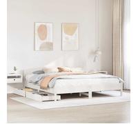 vidaXL Cadre de lit et tête de lit blanc 200x200 cm bois de pin massif meuble de chambre à coucher sommier lit en bois 3301816
