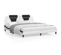 Bedframe met hoofdbord kunstleer wit en zwart 180x200 cm3208116
