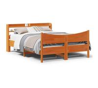 vidaXL Cadre de lit et tête de lit cire marron 150x200 cm bois de pin, sommier, cadre de lit double, cadre de lit en bois 3307043