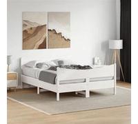 vidaXL Cadre de Lit et Tête de Lit, Lit Double avec Sommier à Lattes, Lit Adulte de Chambre, Moderne, Blanc 140x190 cm Bois 3216394 Blanc G