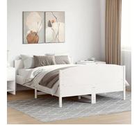 vidaXL Cadre de Lit et Tête de Lit, Lit Double avec Sommier à Lattes, Lit Adulte, Meuble de Chambre à Coucher, Blanc 140x190