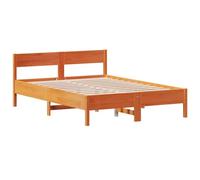 vidaXL Cadre de Lit et Tête de Lit, Lit Double avec Sommier à Lattes, Lit Adulte, Meuble de Chambre, Moderne, Cire Marron 140x200 cm Bois de Pin