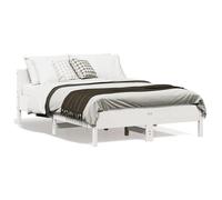 vidaXL Cadre de Lit et Tête de Lit, Lit Double avec Sommier à Lattes, Lit Adulte, Meuble de Chambre, Moderne, Blanc 140x190 842603