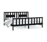 Vidaxl Cadre De Lit Et Tête De Lit Noir Bois De Pin Massif 200x200 Cm Multicolore