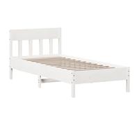 Vidaxl Cadre De Lit Et Tête De Lit Blanc 100x200 Cm Bois De Pin Massif Multicolore