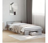 Vidaxl Cadre De Lit Et Tiroir Sonoma Gris 90x190 Cm Bois D'ingénierie Multicolore