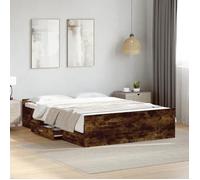 vidaXL Cadre de lit et tiroirs chêne fumé 120x190 cm bois d'ingénierie, lit, lit de rangement, cadre de lit double, lit 3280325