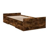 vidaXL Cadre de lit 3280353 avec tiroirs Chêne fumé 75x190 cm Bois d'ingénierie Sans matelas