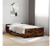 vidaXL Cadre de lit 3280353 avec tiroirs Chêne fumé 75x190 cm Bois d'ingénierie Sans matelas