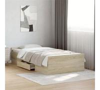 vidaXL Cadre de lit et tiroirs chêne sonoma 100x200 cm bois ingénierie, lit, lit de rangement, cadre de lit simple, lit 3280330 Or G