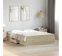 vidaXL Cadre de lit et tiroirs chêne sonoma 120x190 cm bois ingénierie, lit, lit de rangement, cadre de lit double, lit 3280323 Or G
