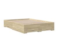 Cadre de lit et tiroirs chêne sonoma 140x190 cm bois ingénierie, lit, lit de rangement, cadre de lit double, lit double