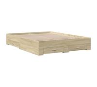 vidaXL Cadre de lit et tiroirs chêne Sonoma 140x200 cm Bois ingénierie, lit, lit de Rangement, Cadre de lit Double, lit Double