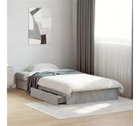vidaXL Cadre de lit et tiroirs gris béton 100x200 cm bois d'ingénierie, lit, lit de rangement, cadre de lit simple, lit 3280674 Gris G