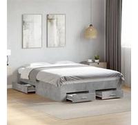 vidaXL Cadre de lit 3280394 avec tiroirs gris béton 120x200 cm bois d'ingénierie sans matelas