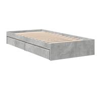 vidaXL Cadre de lit avec tiroirs 90x190 cm Gris béton Bois d'ingénierie Sans matelas Multicolore