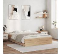 Cadre de Lit et Tiroirs, Lit Double avec Sommier à Lattes, Lit Adulte, Meuble de Chambre à Coucher, Chêne Sonoma 140x200 cm Bois Ingénierie