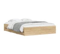 vidaXL Cadre de Lit et Tiroirs, Lit Double avec Sommier à Lattes, Lit Adulte, Meuble de Chambre à Coucher, Chêne Sonoma 140x200 cm Bois Ingénierie