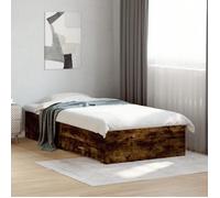 Cadre de Lit et Tiroirs, Sommier à Lattes, Lit Adulte, Lit Simple de Chambre à Coucher Intérieur, Chêne Fumé 90x190 cm Bois d'Ingénierie