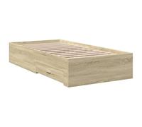 vidaXL Cadre de lit simple avec tiroirs et sommier à lattes Chêne Sonoma 75x190 cm