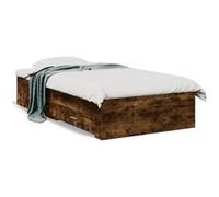 vidaXL Cadre de Lit et Tiroirs, Sommier à Lattes, Lit Adulte, Lit Simple de Chambre à Coucher Intérieur, Chêne Fumé 75x190 3280444 Marron G