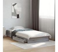 vidaXL Cadre de lit en bois d'ingénierie avec tiroirs Sonoma gris 100x200 cm sans matelas