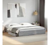 Vidaxl Cadre De Lit Avec Tiroirs Sans Matelas Sonoma Gris 200x200 Cm Multicolore