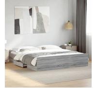 vidaXL Cadre de lit et tiroirs sonoma gris 200x200cm bois d'ingénierie, lit, lit de rangement, cadre de lit double, lit 3280270