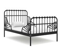 vidaXL Cadre de lit extensible Noir Métal 80x130-200 cm