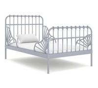 vidaXL Cadre de Lit Extensible Sommier à Lattes Lit Simple Cadre à Lattes sur Pied Chambre à Coucher Maison Intérieur Gris Métal 80x130/200 cm Gris G