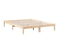 vidaXL Lit en bois massif extra long – Cadre lit double 140×220 cm, sommier à lattes, sans matelas
