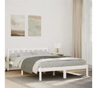 Cadre de lit extra long sans matelas 140x220 cm bois massif pin, lit, meuble de chambre à coucher, lit en bois, lit 852449
