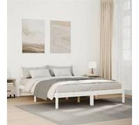 vidaXL Cadre de lit extra long sans matelas 140x220 cm bois massif pin, lit, meuble de chambre, lit en bois, lit double, 852421 Blanc G