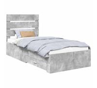 vidaXL Cadre de lit Gris béton 100 x 200 cm Bois d'ingénierie, Grand Espace de Rangement, Cadre de lit Moderne, Design Pratique, Chic, Finition résistante à l'eau, mobilier de Chambre
