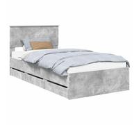 vidaXL Cadre de lit Gris béton 100 x 200 cm Bois Ingénierie, Cadre de lit Moderne, Design Minimaliste, Meuble rectangulaire, Espace de Rangement caché, Solution pour Bien Dormir
