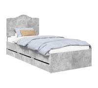 vidaXL Cadre de lit Gris béton 100 x 200 cm Bois Ingénierie, Chambre, Rectangulaire, Moderne, Idées de mobilier économes d'espace pour un design contemporain, minimaliste et des solutions de rangement