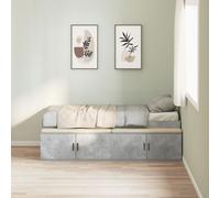 vidaXL Cadre de lit de Rangement Gris Béton 100X200 cm | Design Minimaliste en Bois d'ingénierie avec Plusieurs Compartiments adaptés au Matelas 100 X 200. Solution Moderne pour ta Chambre.