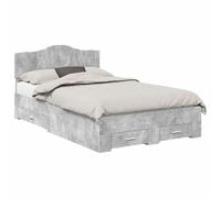 vidaXL Cadre de lit Gris béton 120 x 190 cm Bois d'ingénierie, Chambre Moderne, Cadre de lit rectangulaire, Rangement stylé, mobilier Contemporain, Design Minimaliste