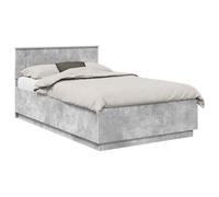 vidaXL Cadre de lit Gris béton 120 x 190 cm Bois d'ingénierie, Ensemble de mobilier de Chambre Moderne, Design rectangulaire, matériaux durables, avec Ports USB pour rechargement Facile