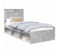 vidaXL Cadre de lit Gris Béton 90 x 190 cm Bois de pin Massif, Chambre, Design Rectangulaire, Mobilier de Style Moderne, Matériaux Durables pour Un Confort Durable et Un Attrait Esthétique