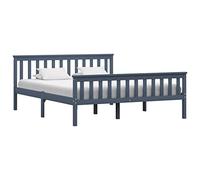 vidaXL Cadre de lit Gris Bois de pin Massif 160 x 200 cm