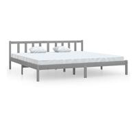 Vidaxl Cadre De Lit Gris Bois De Pin Massif 200x200 Cm Gris