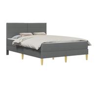 vidaXL Cadre de lit Gris foncé 120 x 190 cm Polyester, Chambre Chic, lit rectangulaire, Matelas en Mousse Confortable, Meuble en contreplaqué Solide, Design stylé