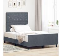 vidaXL Lit en Velours Gris foncé 120 x 190 cm avec Boutons en Cristal, en Bois reconstitué. Tête de lit élégante et Confortable pour ta Chambre, Parfait pour Un Sommeil Moderne. Spacieux et Doux.