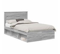 vidaXL Cadre de lit Gris Sonoma 120 x 190 cm Bois de pin Massif, Chambre, Design Rectangulaire, Mobilier de Style Moderne, Matériaux Durables pour Un Confort Durable et Un Attrait Esthétique