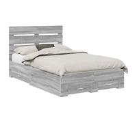 vidaXL Cadre de lit Gris Sonoma 135 x 190 cm Bois d'ingénierie, Grand Espace de Rangement, Cadre de lit Moderne, Design Pratique, Chic, Finition résistante à l'eau, mobilier de Chambre
