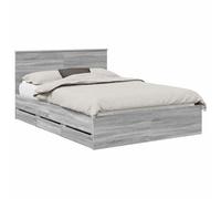 vidaXL Cadre de lit Gris Sonoma 140 x 200 cm Bois Ingénierie, Cadre de lit Moderne, Design Minimaliste, Meuble rectangulaire, Espace de Rangement caché, Solution pour Bien Dormir